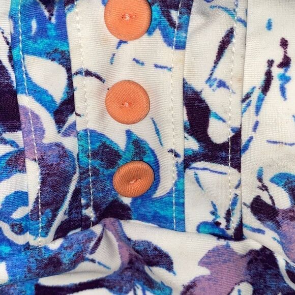 Roxy NWOT Bustier Swim Crop Top Preppy Seascape Blue/White Multi Y2K Surfer XS - Picture 5 of 8